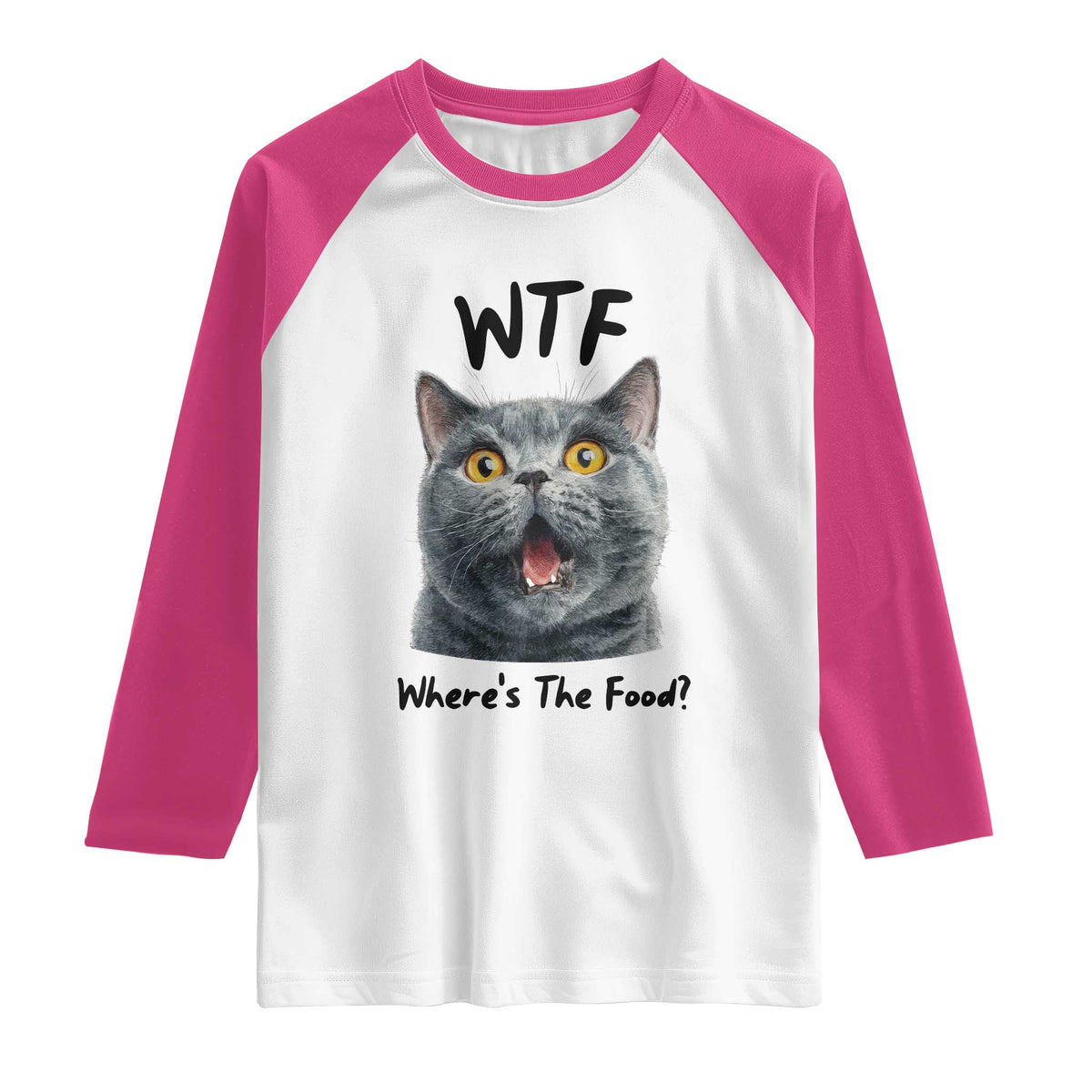 Funny Shocked British Shorthair Cat Raglan Shirt Where Is The Food