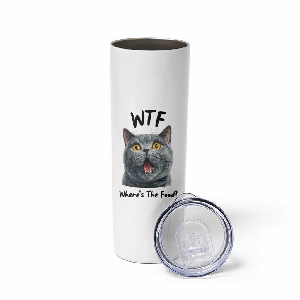 Funny Shocked British Shorthair Cat Skinny Tumbler Where Is The Food
