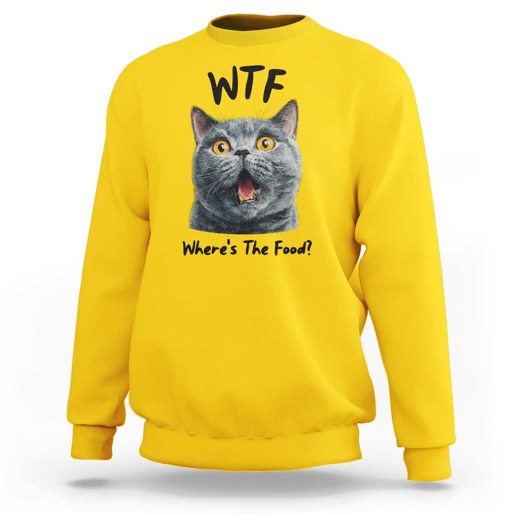 Funny Shocked British Shorthair Cat Sweatshirt Where Is The Food