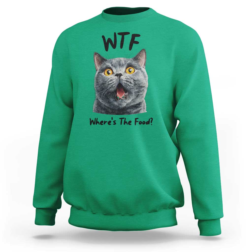 Funny Shocked British Shorthair Cat Sweatshirt Where Is The Food