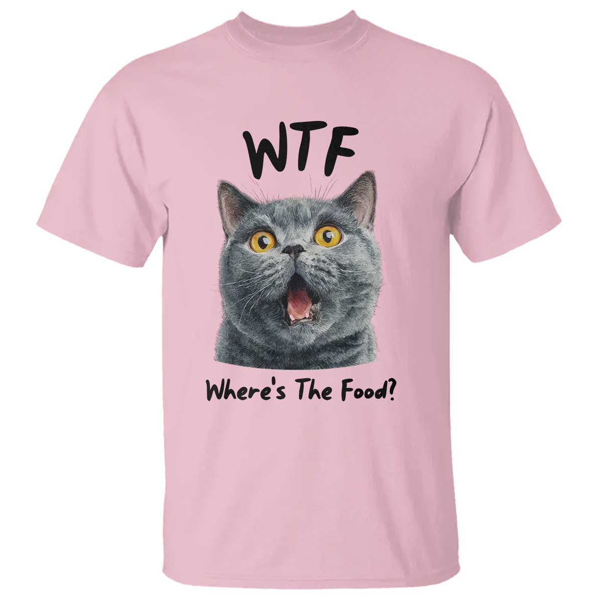 Funny Shocked British Shorthair Cat T Shirt Where Is The Food