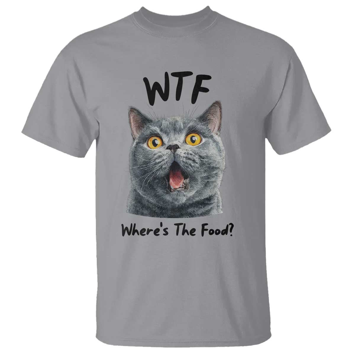 Funny Shocked British Shorthair Cat T Shirt Where Is The Food