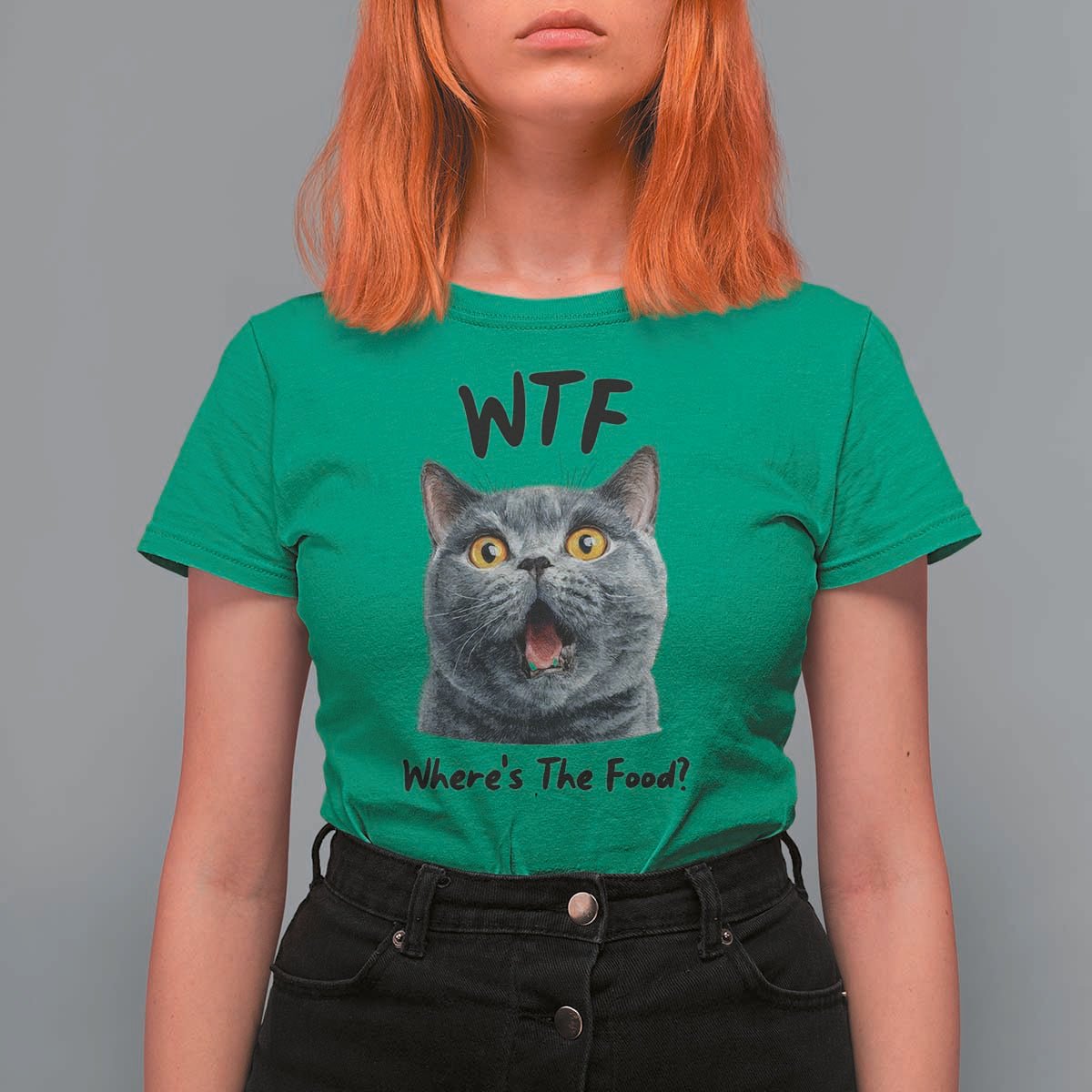 Funny Shocked British Shorthair Cat T Shirt For Women Where Is The Food