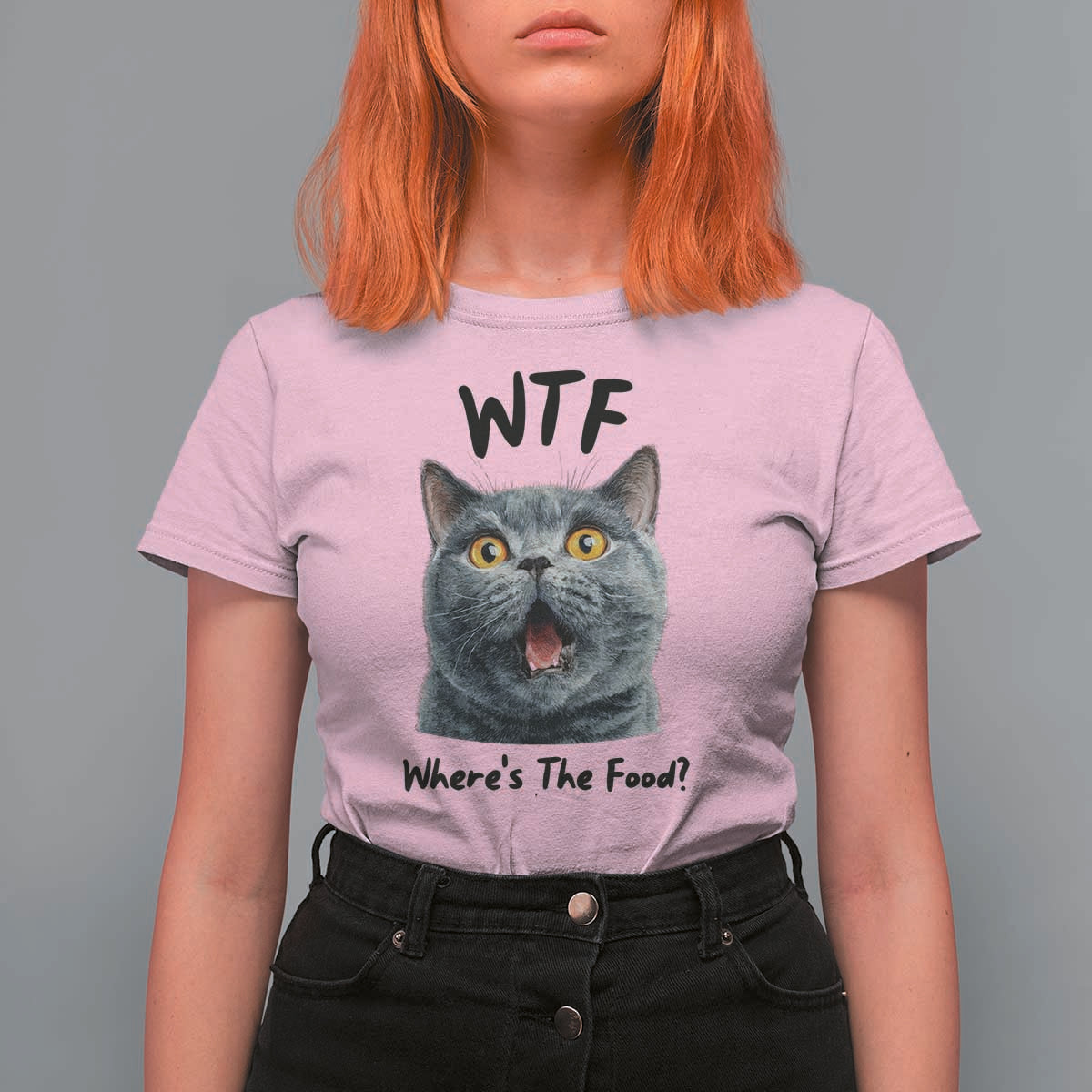 Funny Shocked British Shorthair Cat T Shirt For Women Where Is The Food