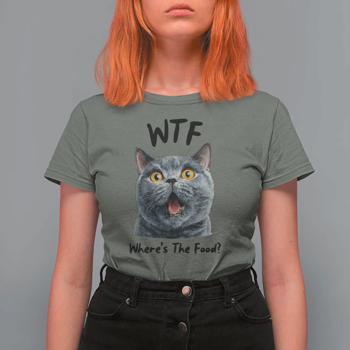Funny Shocked British Shorthair Cat T Shirt For Women Where Is The Food