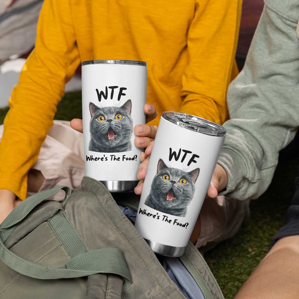 Funny Shocked British Shorthair Cat Tumbler Cup Where Is The Food