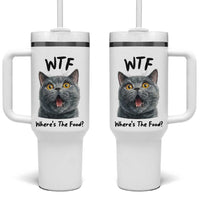 Funny Shocked British Shorthair Cat Tumbler With Handle Where Is The Food
