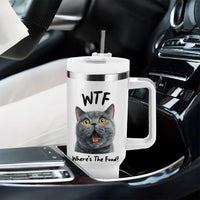 Funny Shocked British Shorthair Cat Tumbler With Handle Where Is The Food