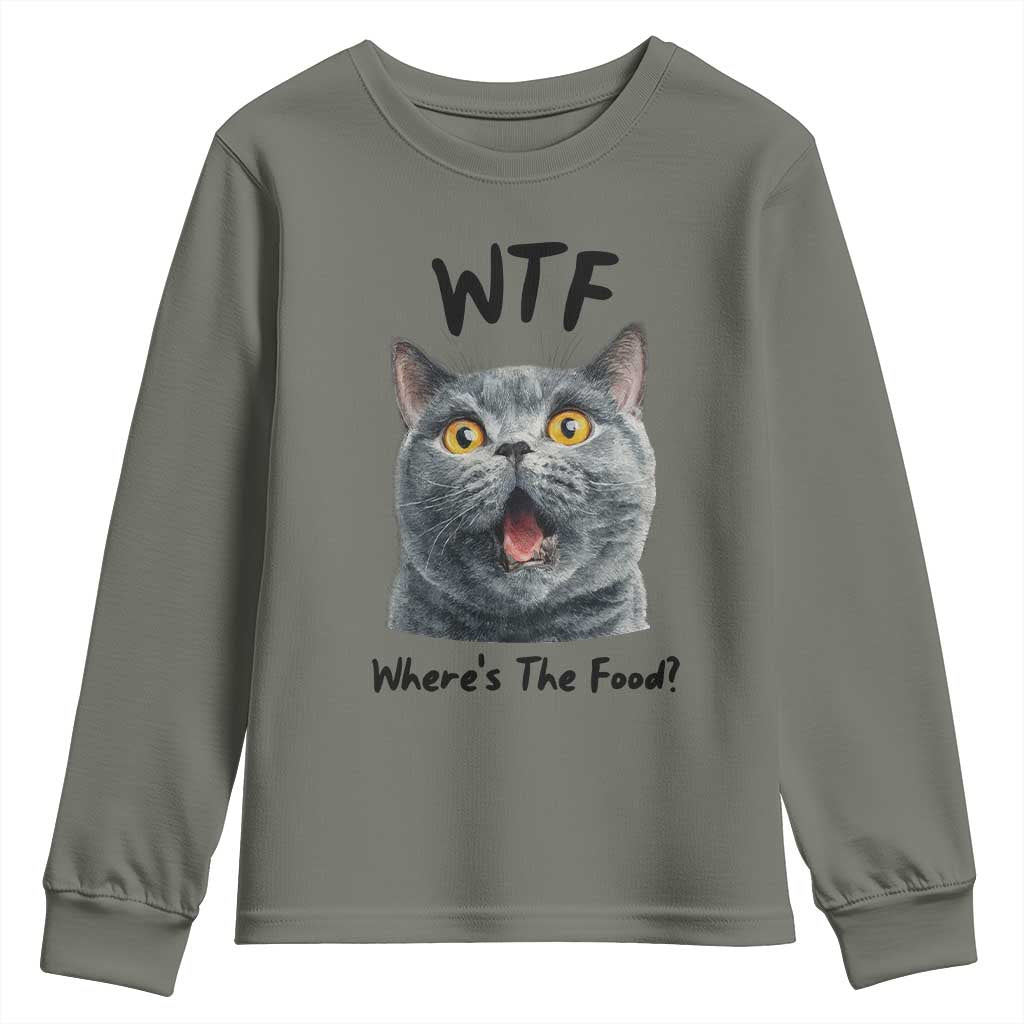 Funny Shocked British Shorthair Cat Youth Sweatshirt Where Is The Food