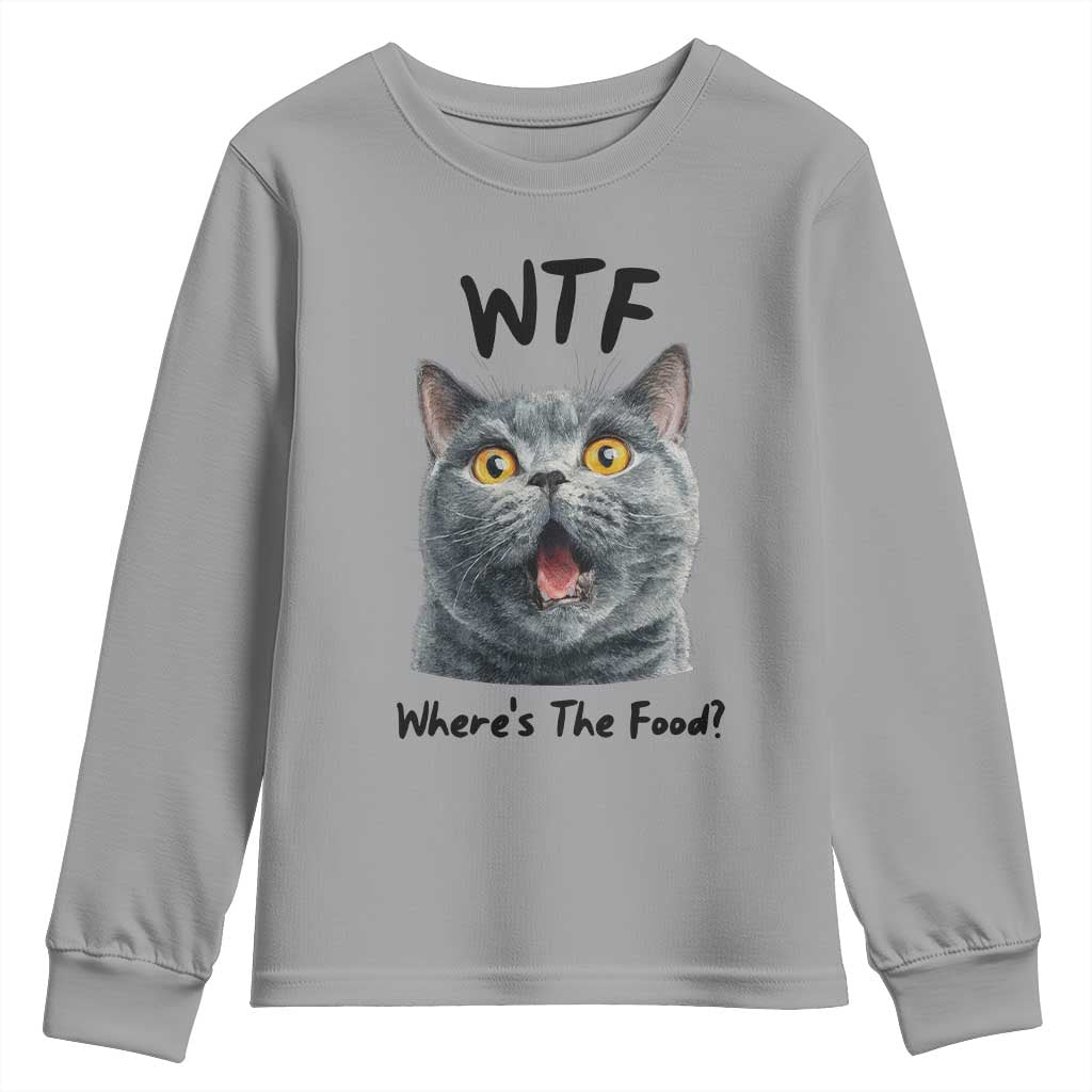 Funny Shocked British Shorthair Cat Youth Sweatshirt Where Is The Food