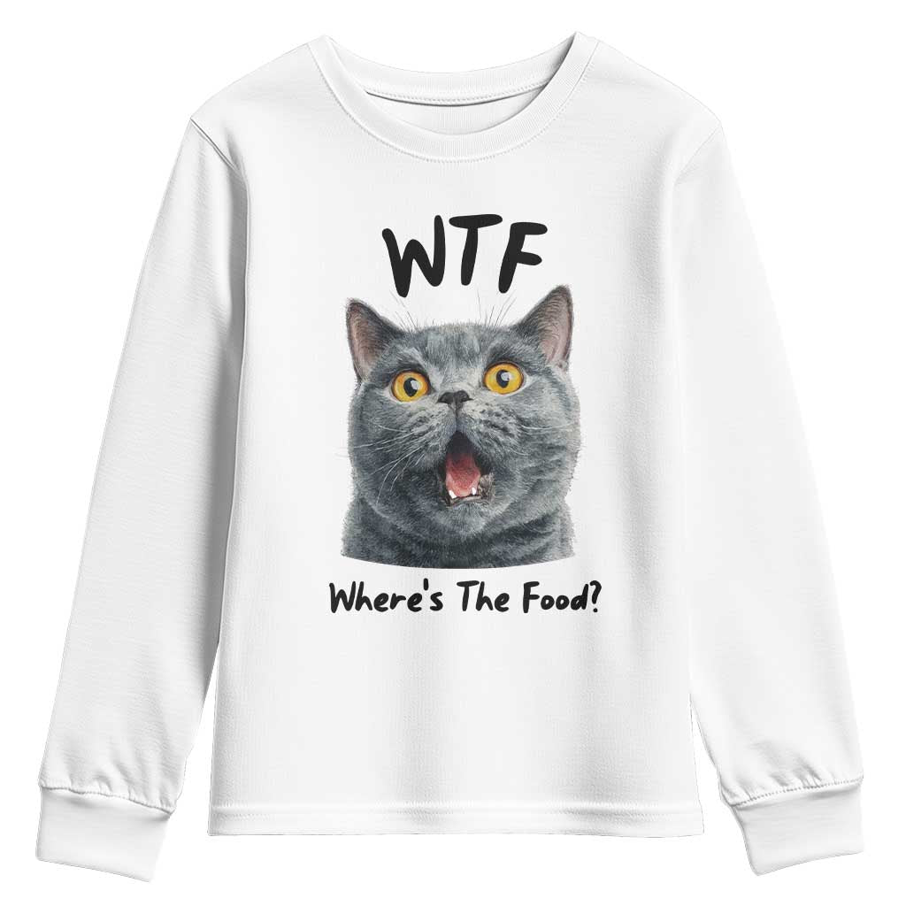 Funny Shocked British Shorthair Cat Youth Sweatshirt Where Is The Food