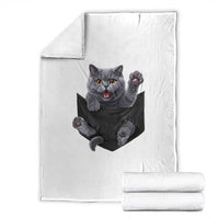 Cute British Shorthair Cat In Pocket Throw Blanket Cat Lover