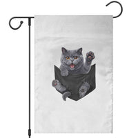 Cute British Shorthair Cat In Pocket Garden Flag Cat Lover