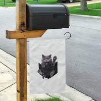 Cute British Shorthair Cat In Pocket Garden Flag Cat Lover