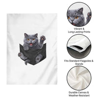 Cute British Shorthair Cat In Pocket Garden Flag Cat Lover