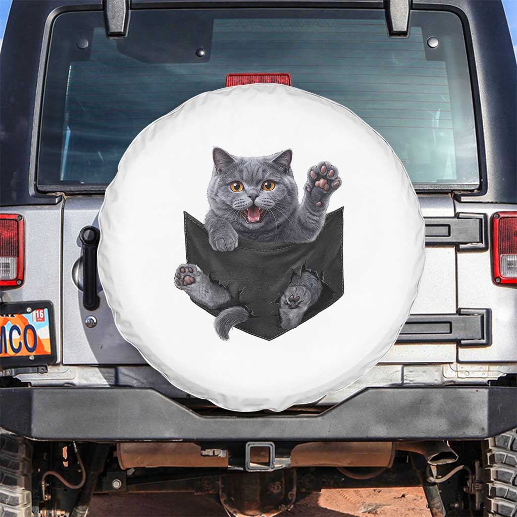 Cute British Shorthair Cat In Pocket Spare Tire Cover Cat Lover