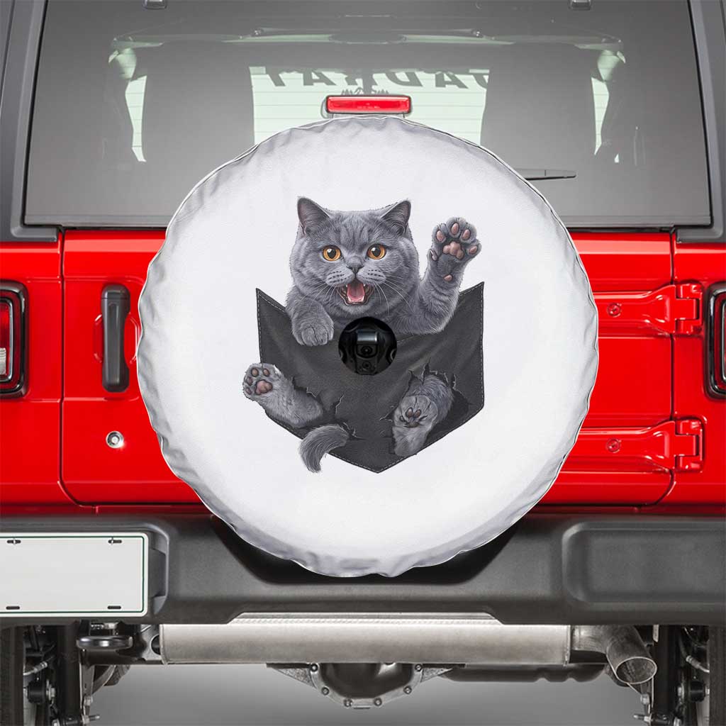 Cute British Shorthair Cat In Pocket Spare Tire Cover Cat Lover