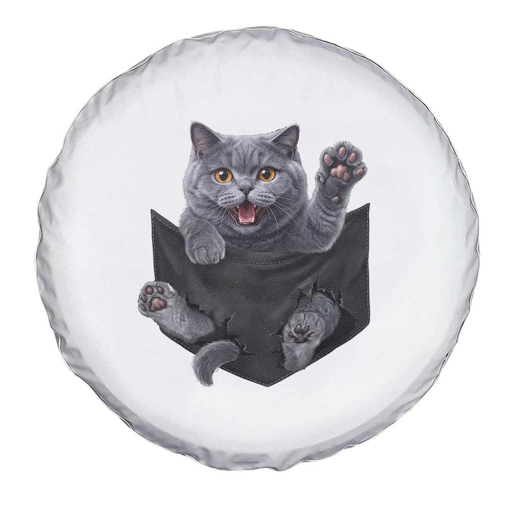 Cute British Shorthair Cat In Pocket Spare Tire Cover Cat Lover