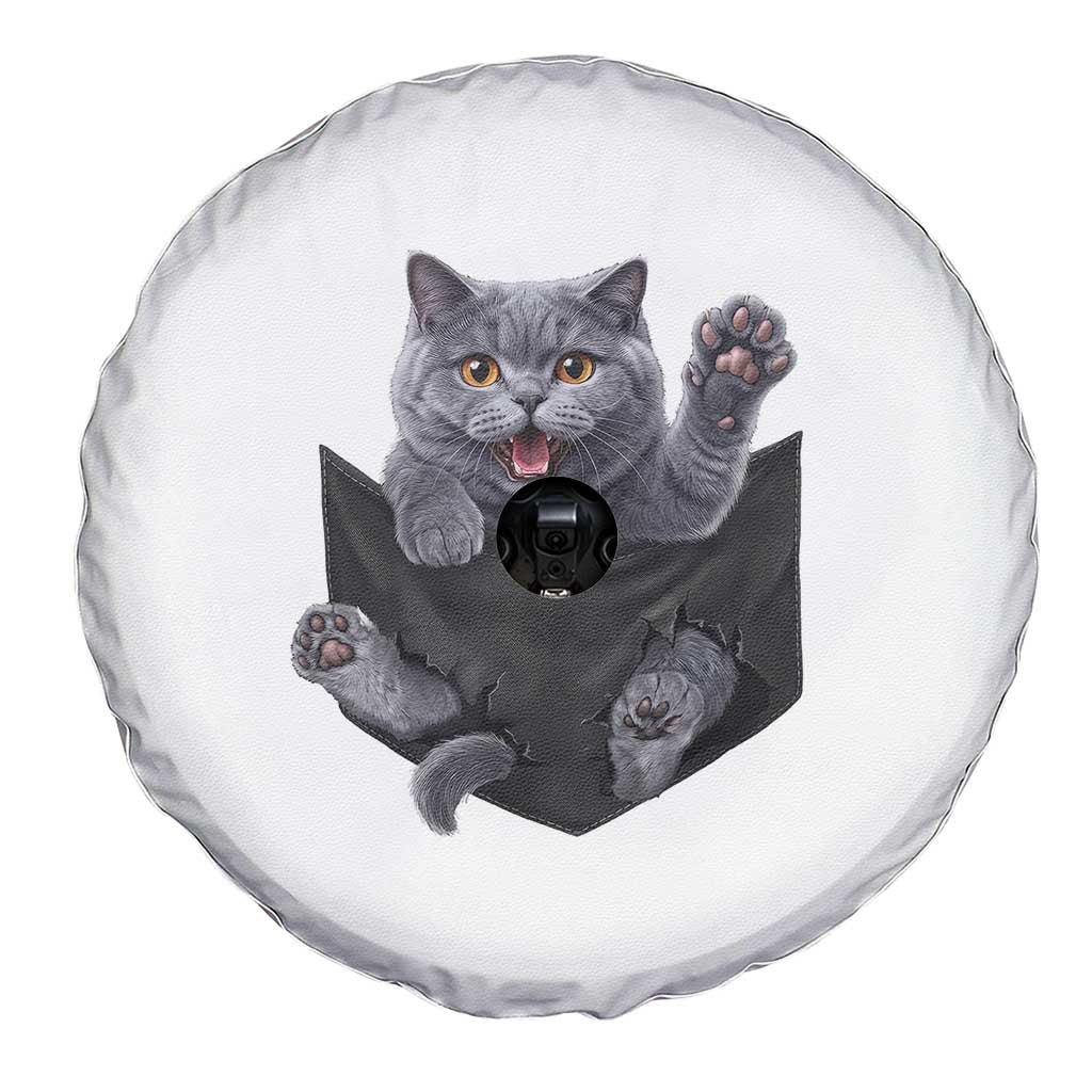 Cute British Shorthair Cat In Pocket Spare Tire Cover Cat Lover