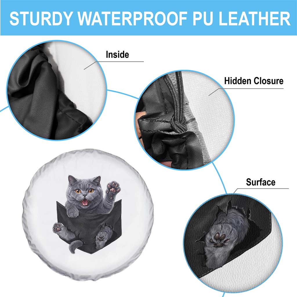 Cute British Shorthair Cat In Pocket Spare Tire Cover Cat Lover