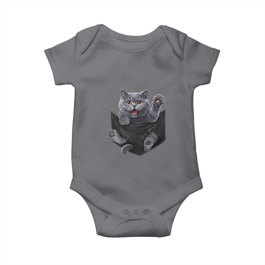 Cute British Shorthair Cat In Pocket Baby Onesie Cat Lover