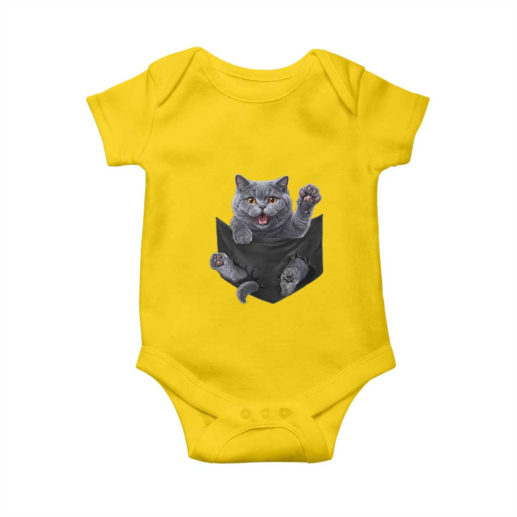 Cute British Shorthair Cat In Pocket Baby Onesie Cat Lover