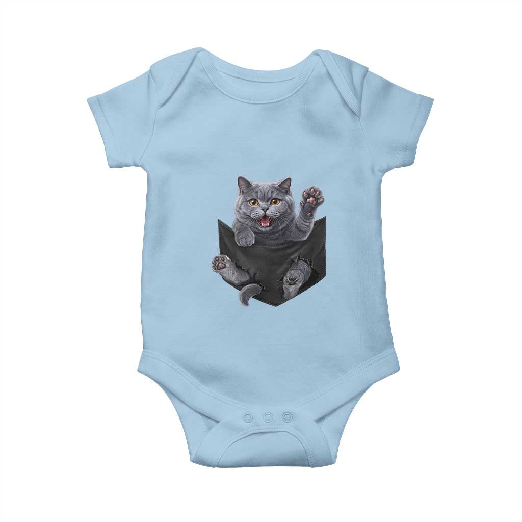 Cute British Shorthair Cat In Pocket Baby Onesie Cat Lover