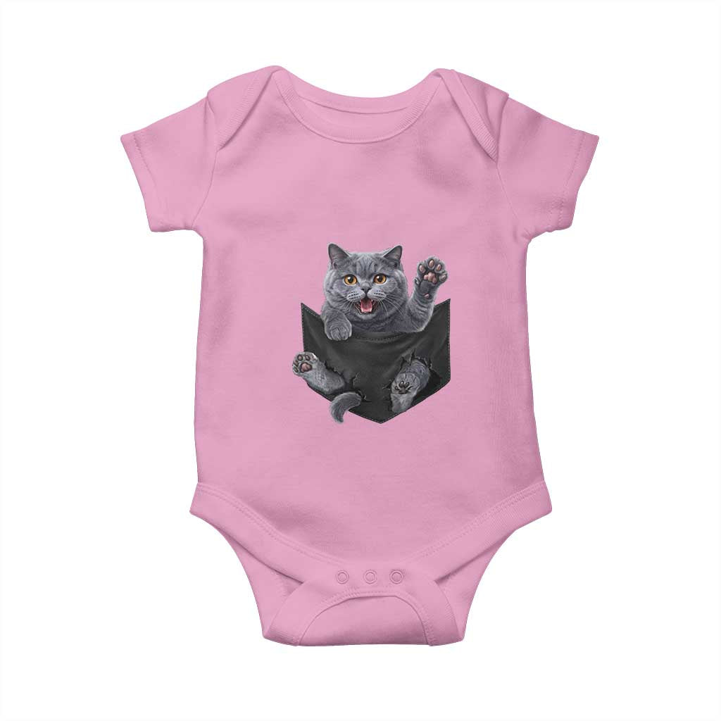 Cute British Shorthair Cat In Pocket Baby Onesie Cat Lover