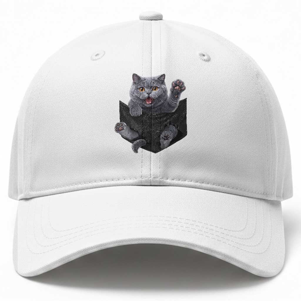Cute British Shorthair Cat In Pocket Baseball Cap Cat Lover