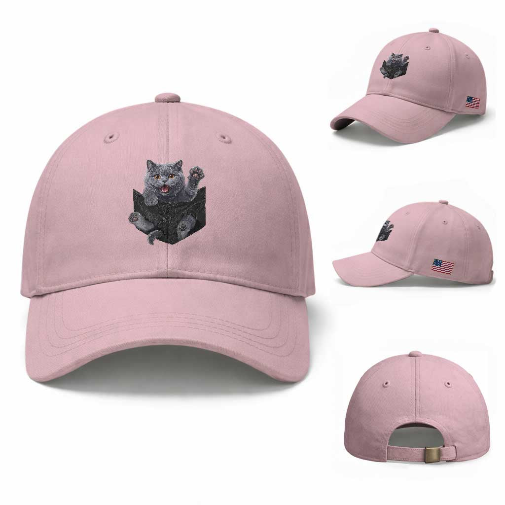 Cute British Shorthair Cat In Pocket Baseball Cap Cat Lover