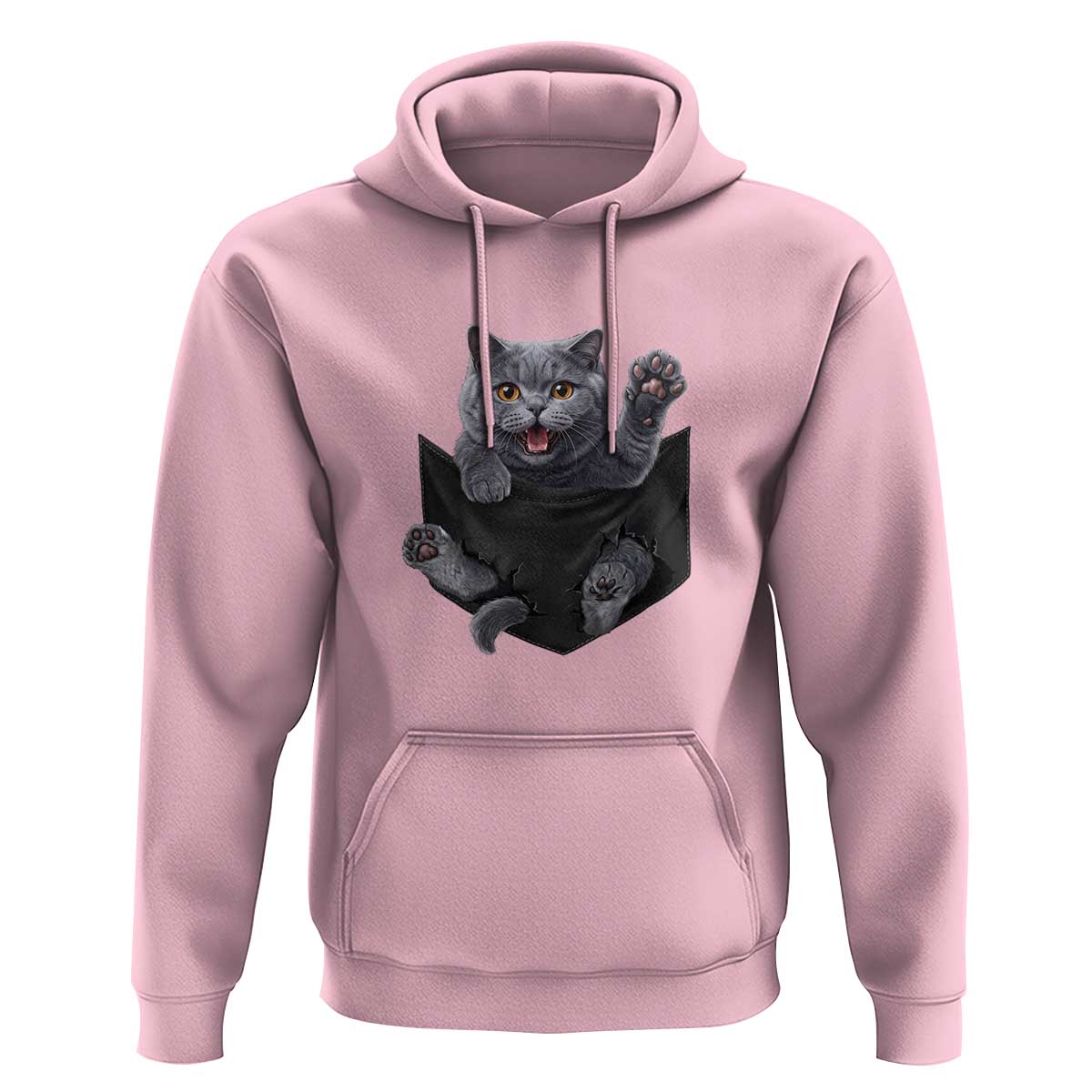 Cute British Shorthair Cat In Pocket Hoodie Cat Lover