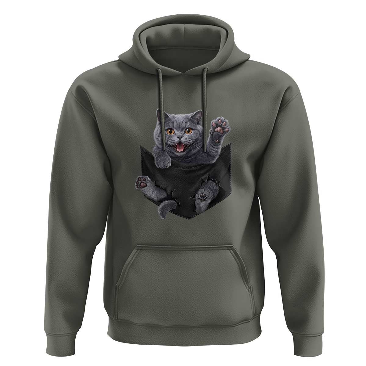 Cute British Shorthair Cat In Pocket Hoodie Cat Lover