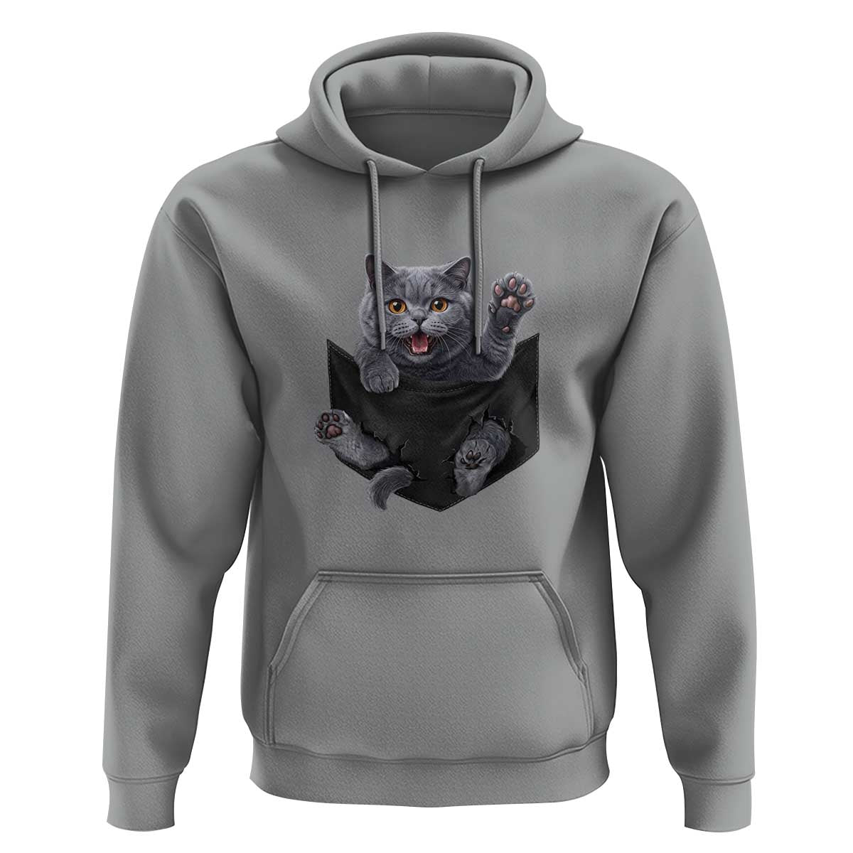Cute British Shorthair Cat In Pocket Hoodie Cat Lover