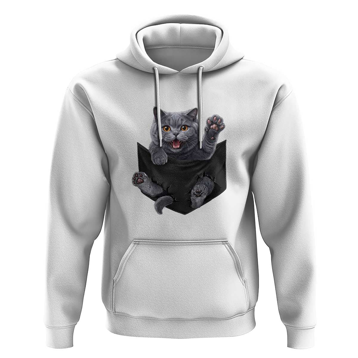 Cute British Shorthair Cat In Pocket Hoodie Cat Lover