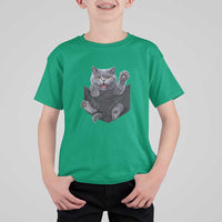 Cute British Shorthair Cat In Pocket T Shirt For Kid Cat Lover