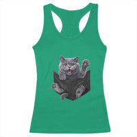 Cute British Shorthair Cat In Pocket Racerback Tank Top Cat Lover