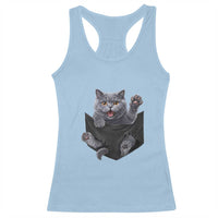 Cute British Shorthair Cat In Pocket Racerback Tank Top Cat Lover
