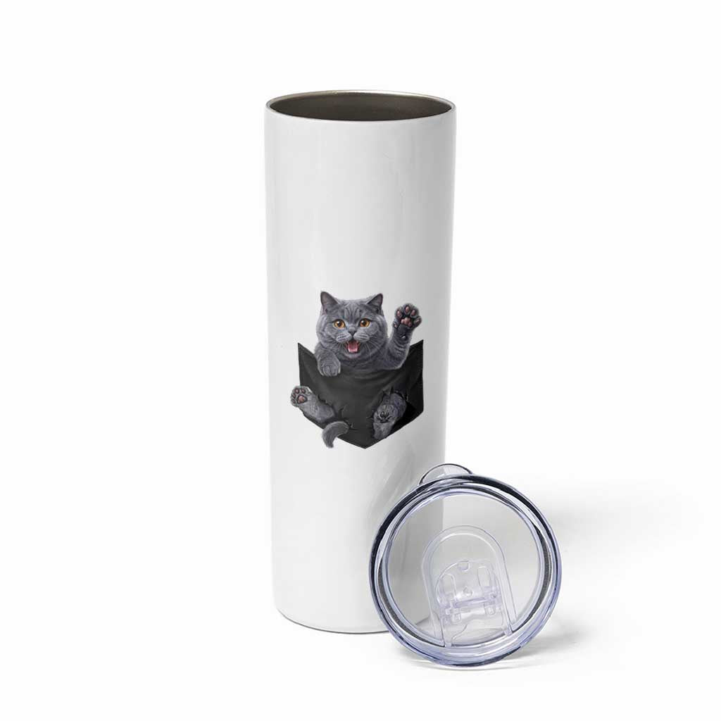 Cute British Shorthair Cat In Pocket Skinny Tumbler Cat Lover
