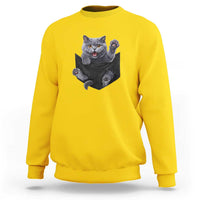 Cute British Shorthair Cat In Pocket Sweatshirt Cat Lover