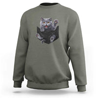 Cute British Shorthair Cat In Pocket Sweatshirt Cat Lover