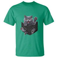 Cute British Shorthair Cat In Pocket T Shirt Cat Lover