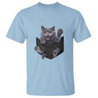 Cute British Shorthair Cat In Pocket T Shirt Cat Lover