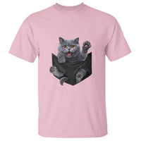 Cute British Shorthair Cat In Pocket T Shirt Cat Lover