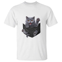Cute British Shorthair Cat In Pocket T Shirt Cat Lover