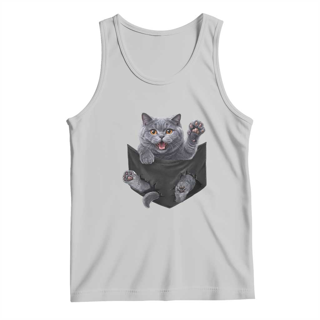 Cute British Shorthair Cat In Pocket Tank Top Cat Lover