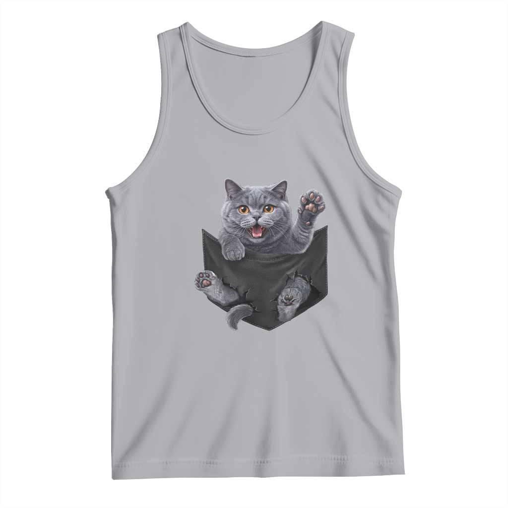 Cute British Shorthair Cat In Pocket Tank Top Cat Lover