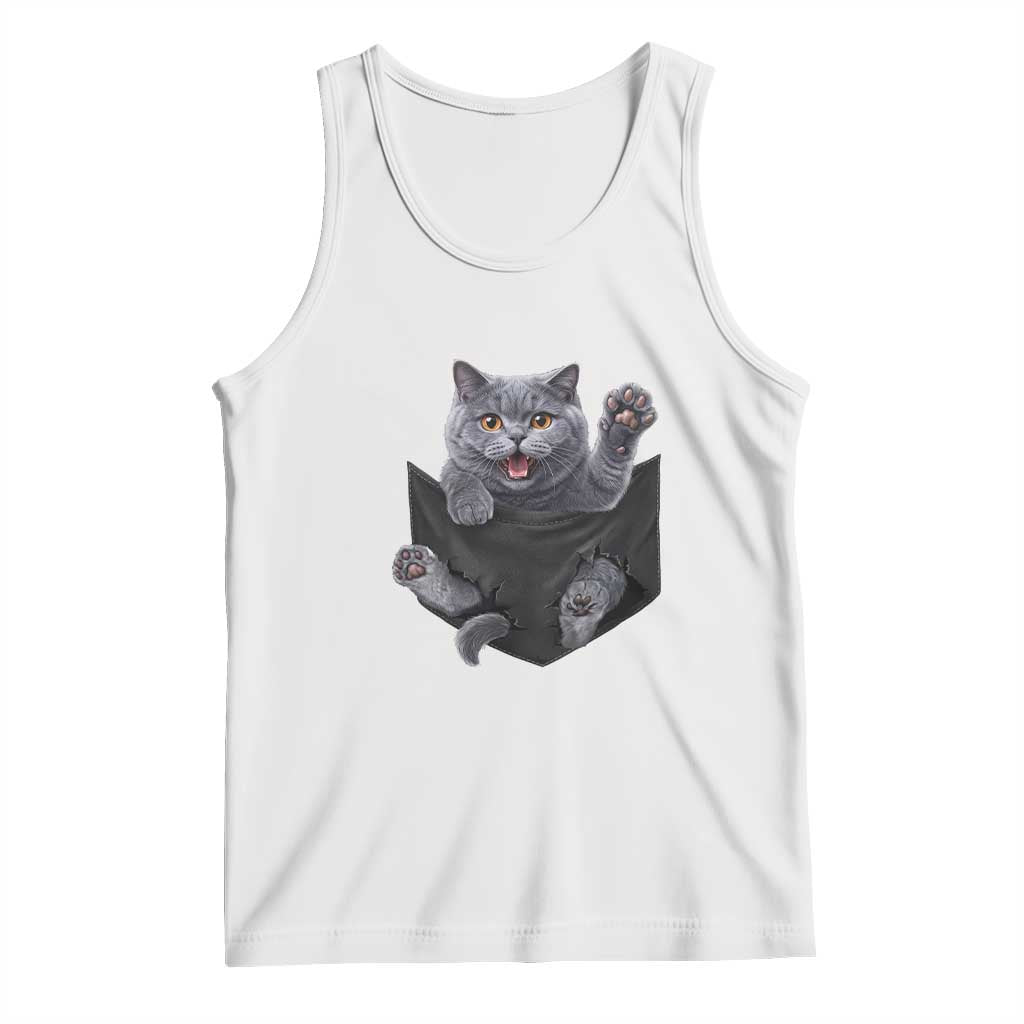 Cute British Shorthair Cat In Pocket Tank Top Cat Lover