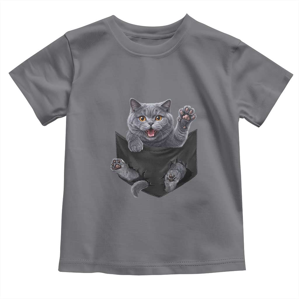 Cute British Shorthair Cat In Pocket Toddler T Shirt Cat Lover