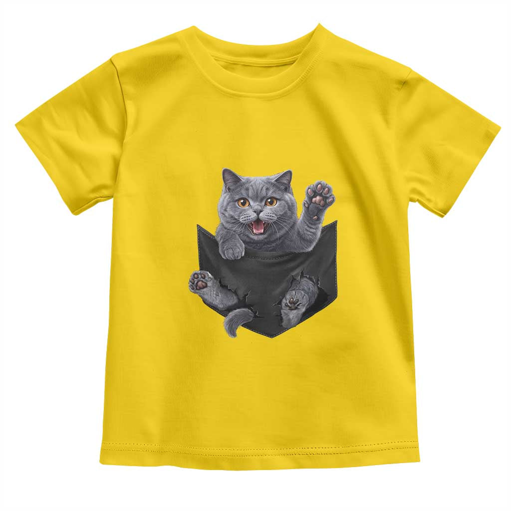 Cute British Shorthair Cat In Pocket Toddler T Shirt Cat Lover