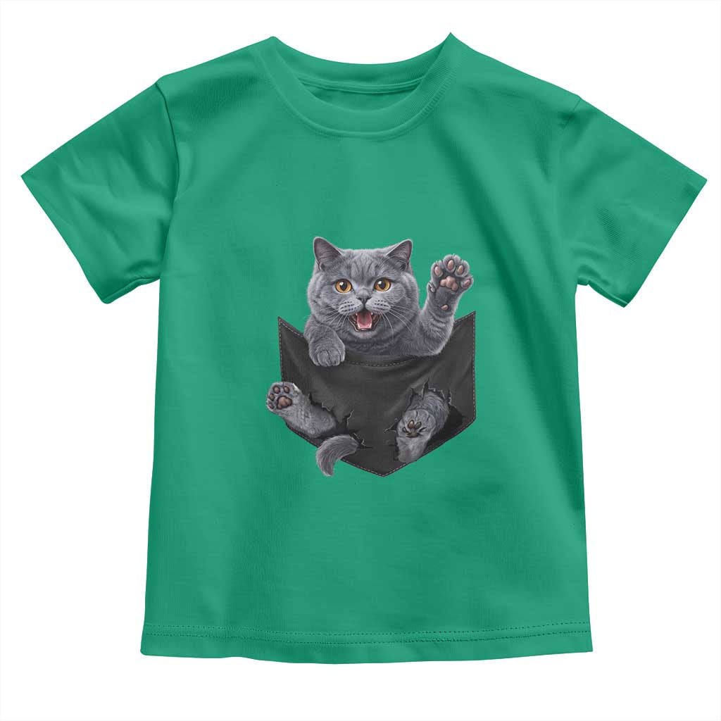 Cute British Shorthair Cat In Pocket Toddler T Shirt Cat Lover